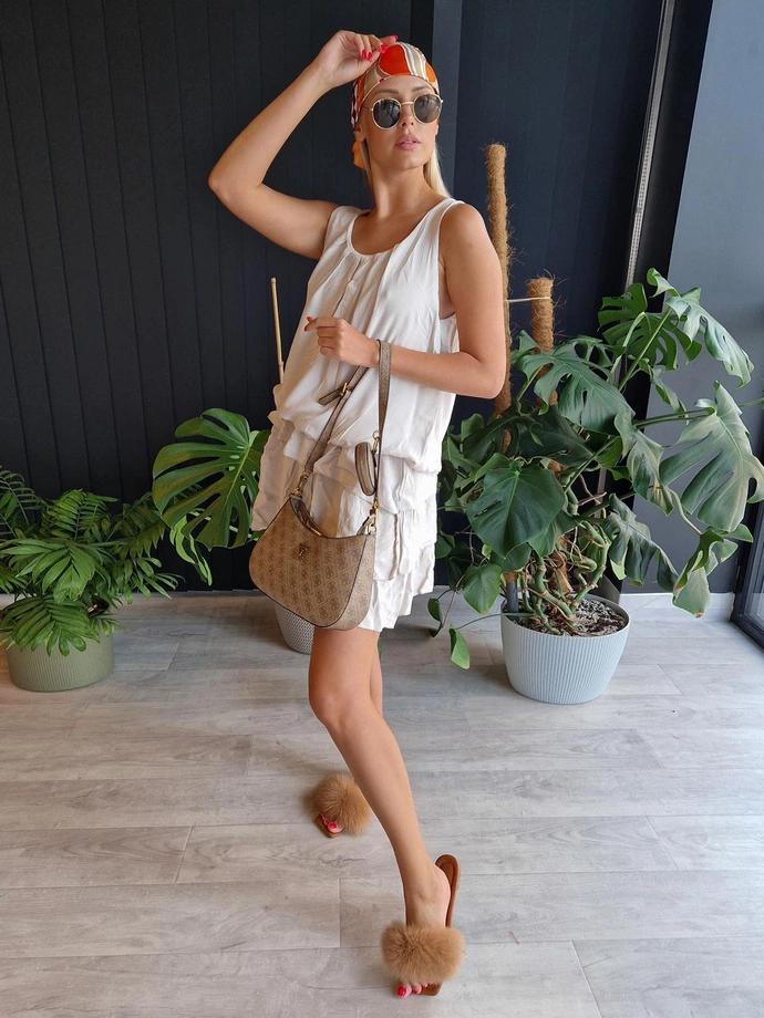 Volánové bomber šaty - DLR111 béžová