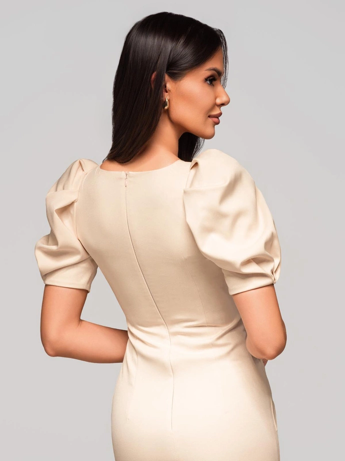 Dámské mini šaty s kulatým výstřihem lehce elegantní KAREN DLR187 - krémové