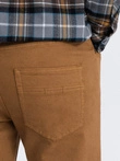 Pánské džínové kalhoty bez oděru SLIM FIT - velbloudí V10 OM-PADP-0148