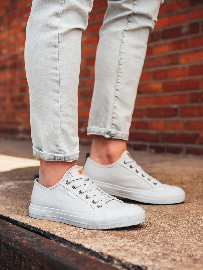 Pánské krátké jednobarevné tenisky - šedé V2 OM-FOSL-0116