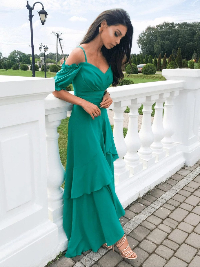 CARLA maxi šaty DLR146 - tyrkysové