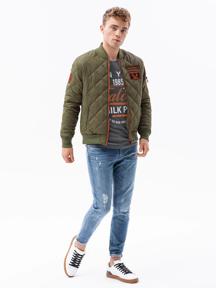 Pánská izolovaný bomber bunda - olivová V1 C357