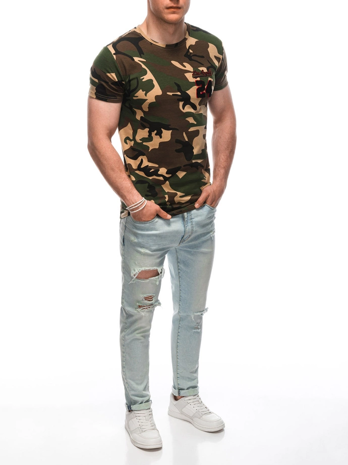 Pánské tričko s potiskem S1926 - hnědé