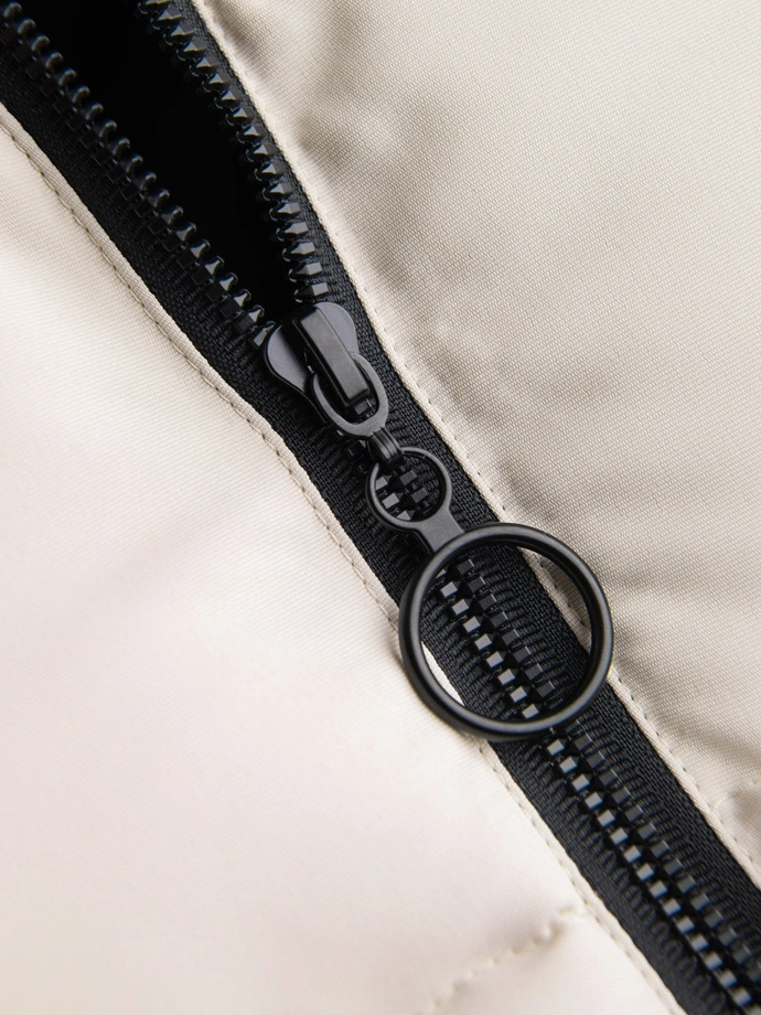 Pánské kontrastní prošívané tričko bez rukávů - krémové V1 OM-JAVJ-0161