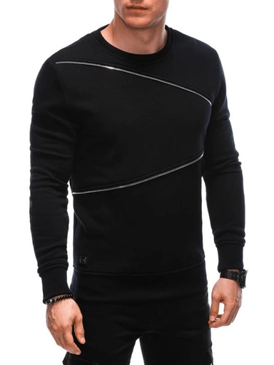 Pánská mikina s ozdobnými zipy OM-SSNZ-22FW-005 - černá V1