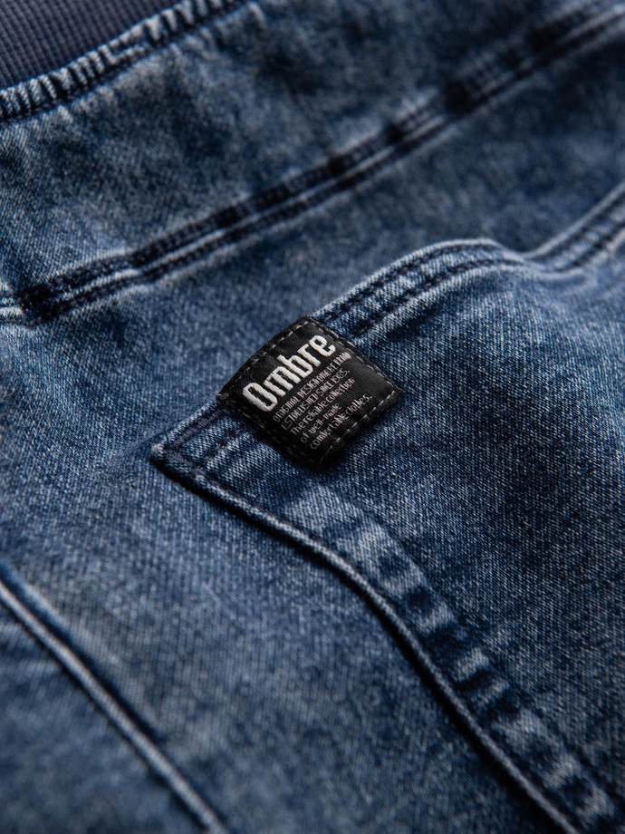 Pánské mramorované kalhoty JOGGERY s prošíváním - modré V1 OM-PADJ-0108