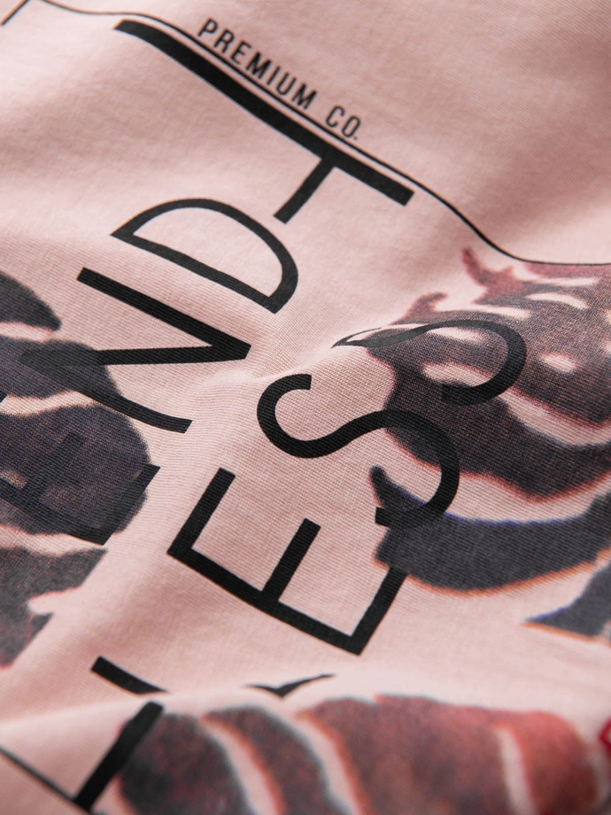 Pánské tričko s potiskem - světle růžové V2 OM-TSPT-0131