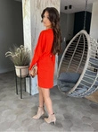 Dámské mini šaty s dlouhými rukávy a výstřihem COCO DLR189 - oranžová barva