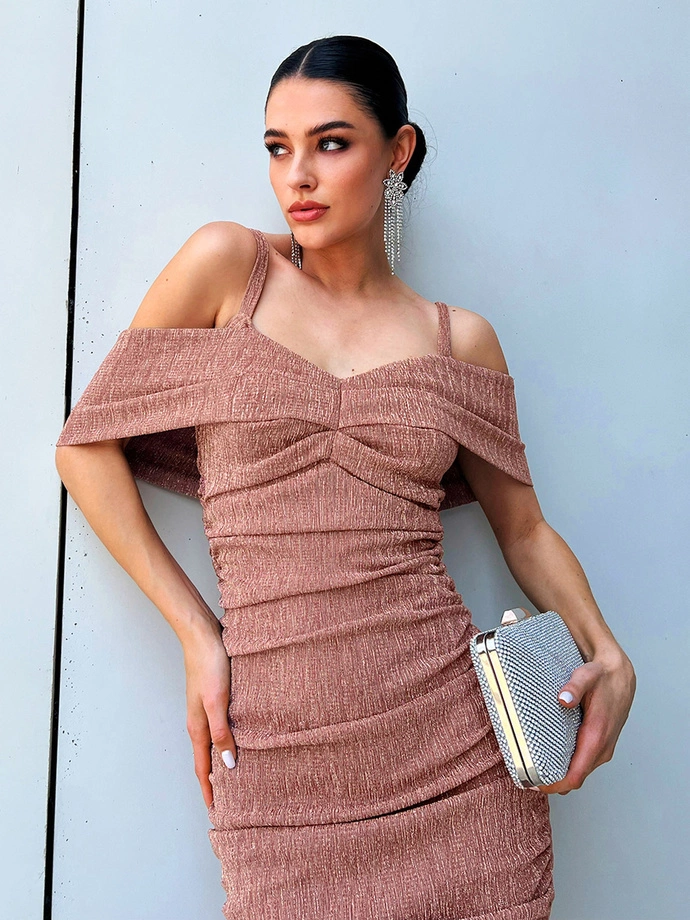 Midi šaty GEORGINIA DLR148 - zlaté