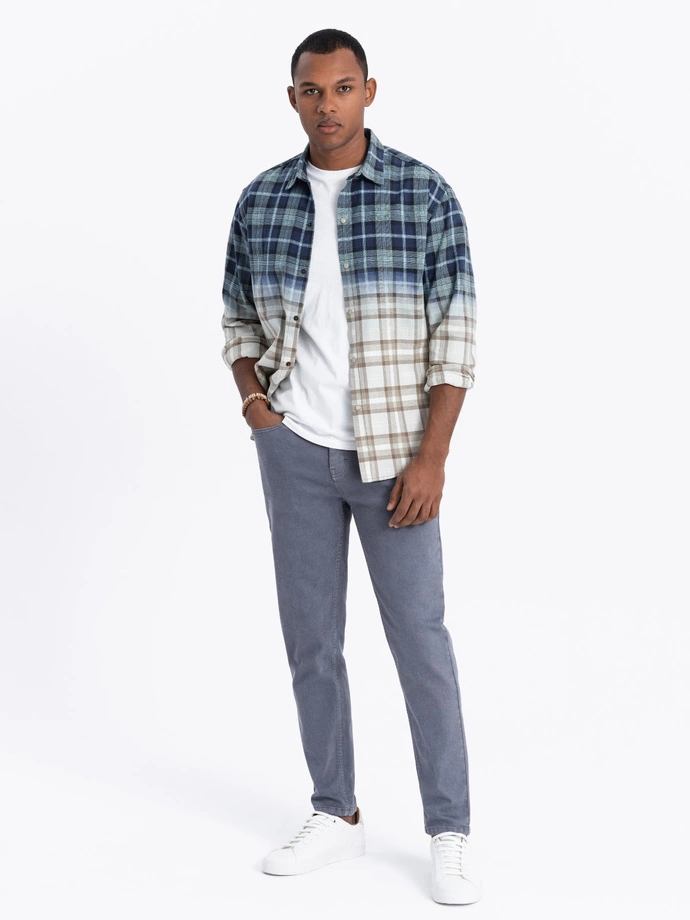 Pánské džínové kalhoty bez oděru SLIM FIT - tmavě modré V4 OM-PADP-0148