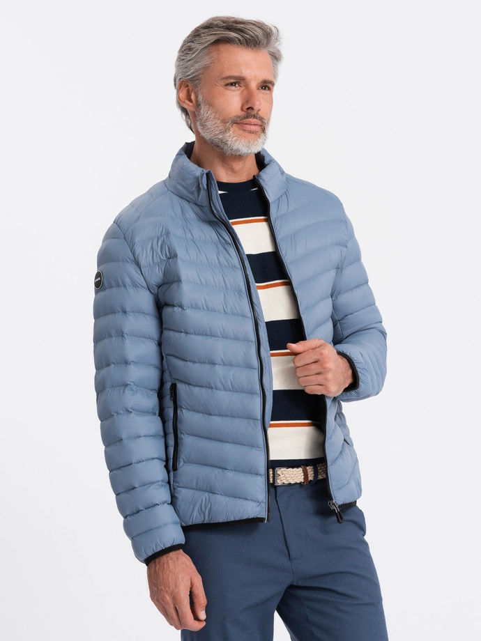 Pánská prošívaná bunda 528C - světle modrá V8