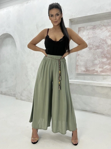 Dámské kalhoty culotte PLR269- khaki barva