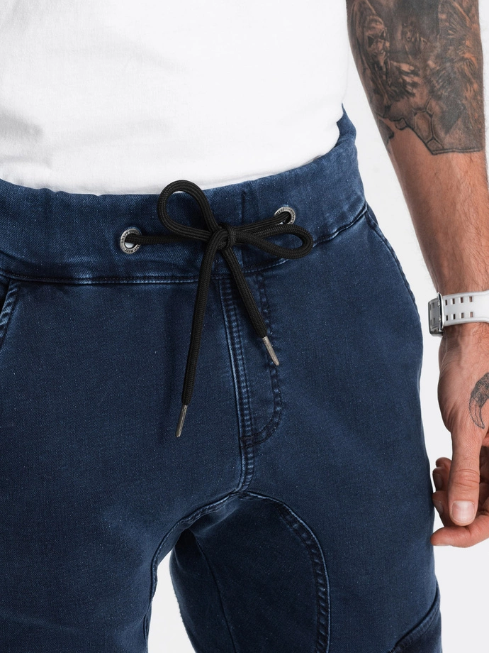 Pánské kalhoty JOGGERS s nákladní kapsou - tmavě modré V3 OM-PADJ-0112