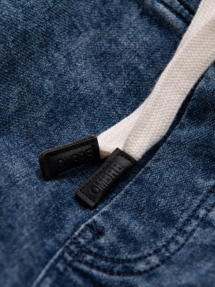 Pánské mramorované kalhoty JOGGERY s prošíváním - modré V1 OM-PADJ-0108