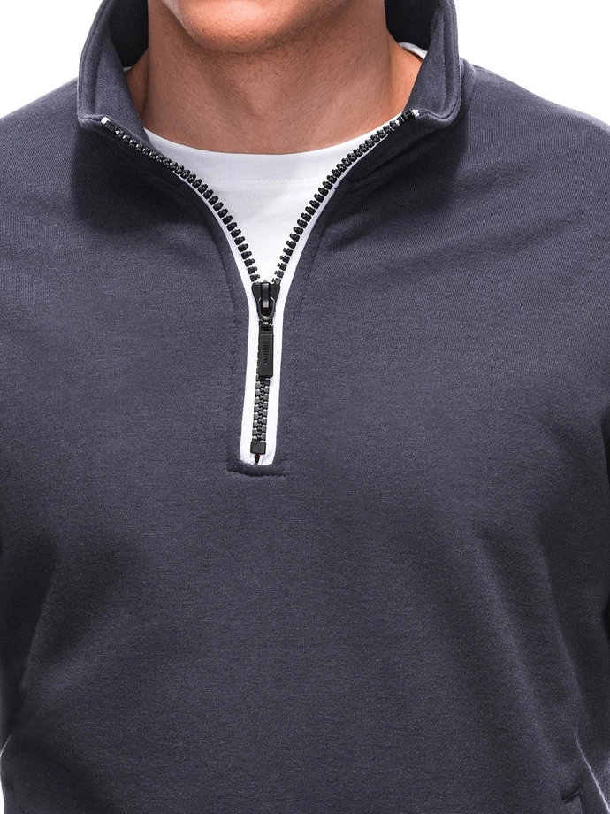 Pánská mikina se stojáčkem V7 1353B - tmavě nebesky modrá