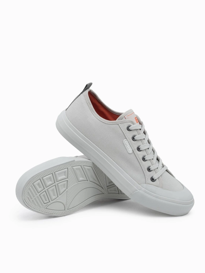 Pánské krátké jednobarevné tenisky - šedé V2 OM-FOSL-0116