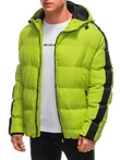 Pánská prošívaná zimní bunda - limetkově zelená V9 EM-JAHP-0101