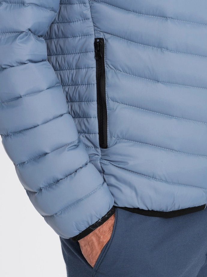 Pánská prošívaná bunda 528C - světle modrá V8
