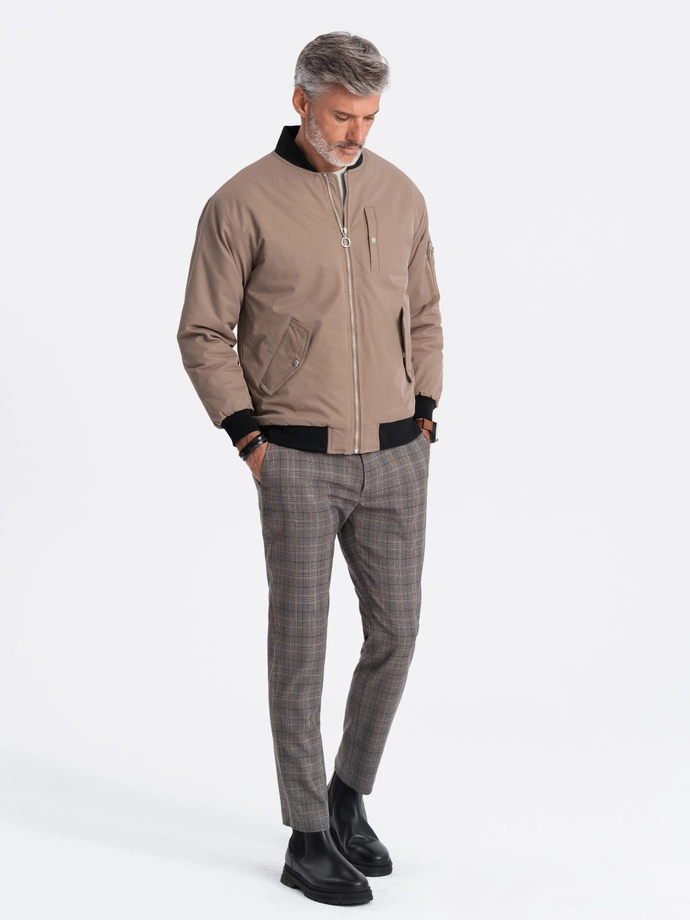 Pánská zateplená bunda bomber 516C - béžová V9