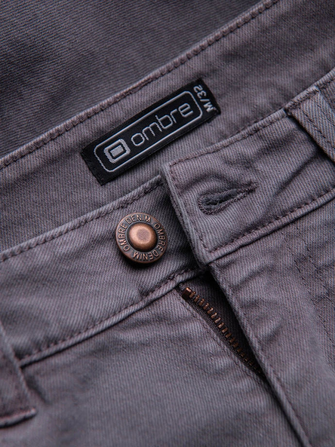 Pánské džínové kalhoty bez oděru SLIM FIT - grafitové V5 OM-PADP-0148