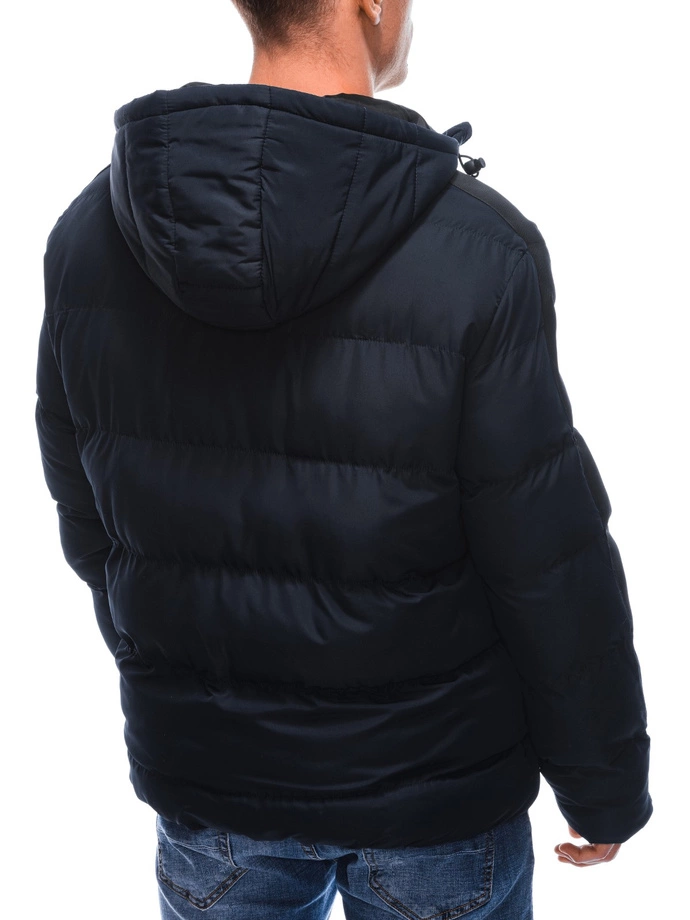Pánská prošívaná zimní bunda - tmavě modrá V1 EM-JAHP-0101