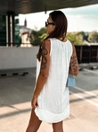 Mini mini šaty s lodičkovým výstřihem a mašlí - DLR110 ecru