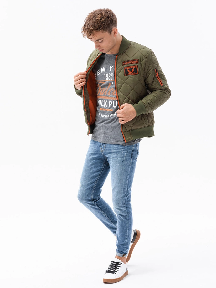 Pánská izolovaný bomber bunda - olivová V1 C357