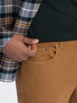 Pánské džínové kalhoty bez oděru SLIM FIT - velbloudí V10 OM-PADP-0148