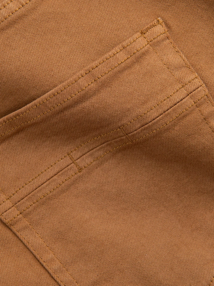 Pánské džínové kalhoty bez oděru SLIM FIT - velbloudí V10 OM-PADP-0148