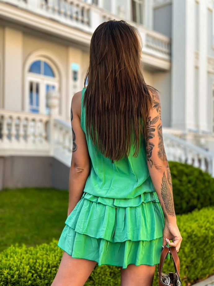 Volánové bomber šaty - DLR111 zelená